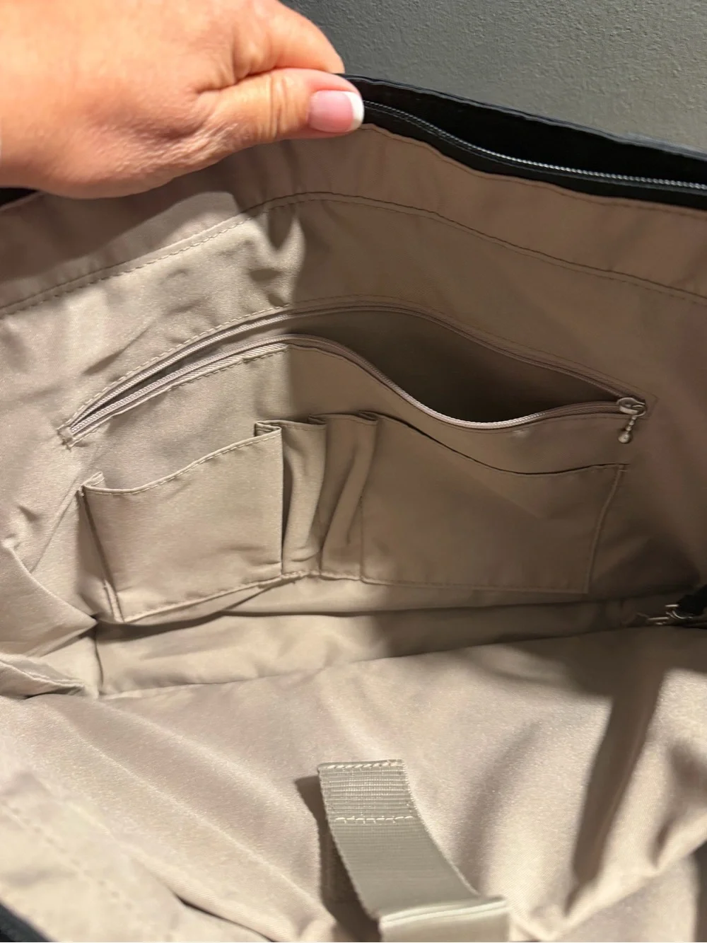 Baggallini Black Tote with Light Tan Interior